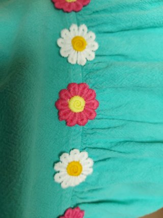 Vestido playero verde flores S