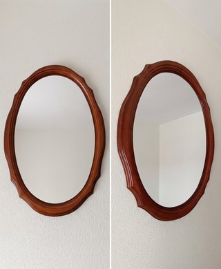 Espejo Ovalado Madera Antiguo. Buen estado
