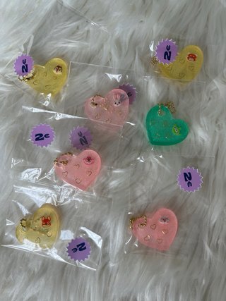 Llavero Corazón Stitch Resina Dorado