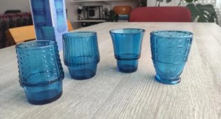 Juego Vasos Carpa Koi Azul Vidrio