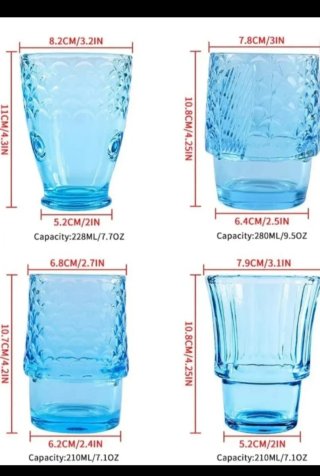 Juego Vasos Carpa Koi Azul Vidrio