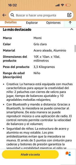 Mecedora bebé Momi con mando