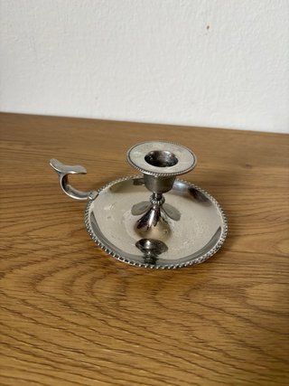 Portacandela vintage "bugia" in metallo argentato
