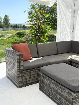 Sofá Rinconera Jardín con Mesa Ratán con Envío