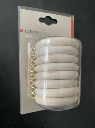 Set para colgar cortinas con anillas de madera
