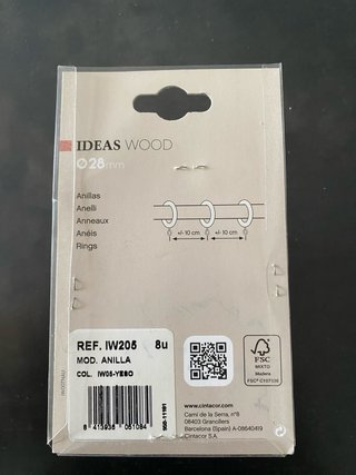 Set para colgar cortinas con anillas de madera
