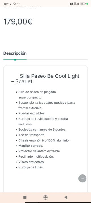 Carrito de paseo Be Cool Light rosa
