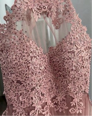 Vestido rosa tul halter talla S