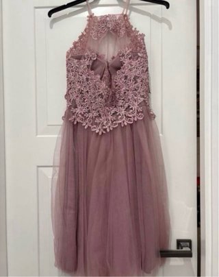 Vestido rosa tul halter talla S