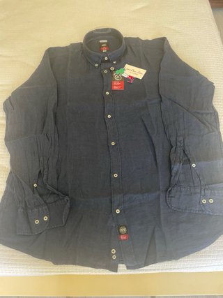 Camicia uomo TPS in puro lino blu