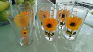 Juego 6 Vasos Decorados Girasol