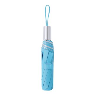 Paraguas plegable azul y blanco