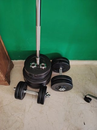 Set de Barra y Discos de Pesas Plástico
