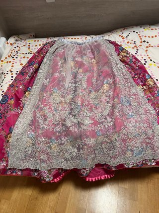 Traje de fallera niña plata y rosa