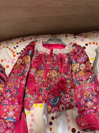 Traje de fallera niña plata y rosa