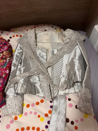 Traje de fallera niña plata y rosa