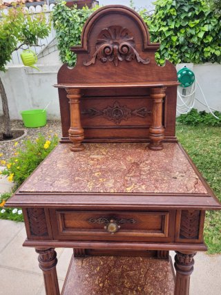 Mesita Noche Renacimiento Madera y Mármol