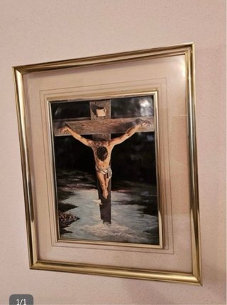 Cuadro Cristo Madera y Metal Dorado