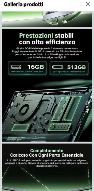 Acemagic Laptop 15.6 Ryzen 7 16GB RAM Grigio
