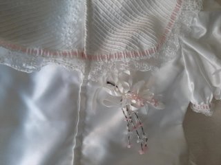 Vestido de comunión blanco y rosa