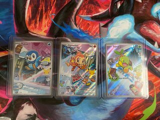 Pack 3 Cartas Pokémon: Piplup, Chimchar, Turtwig