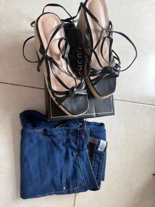 Lote 2 Sandalias + 2 Pantalones Talla 38