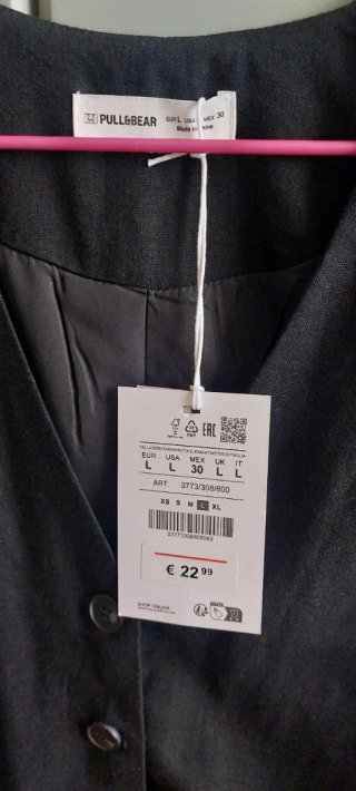 Chaleco Lino Negro PULL&BEAR Talla L
