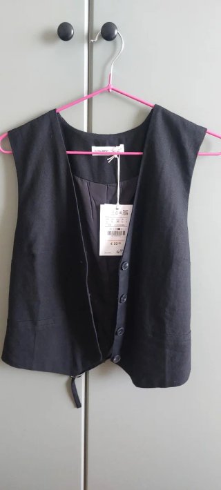 Chaleco Lino Negro PULL&BEAR Talla L