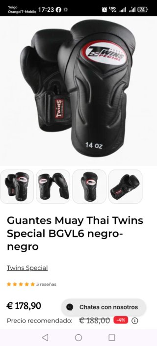 Guantes Boxeo Twins Special 14 oz Negros