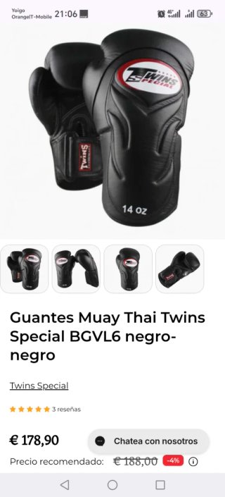 Guantes Boxeo Twins Special 14 oz Negros