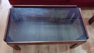 Juego 2 Mesas Bajas Salón Cristal y Madera