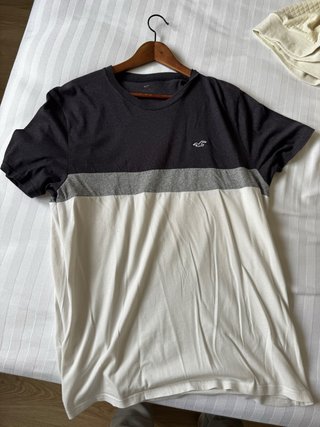 Camiseta Hollister Talla M Negra Gris Blanca