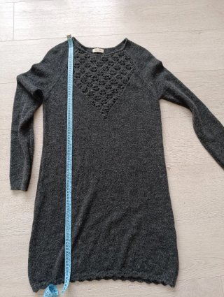 Vestido punto 70% lana + 10% mohair gris T.M uno p