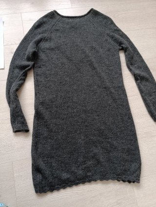 Vestido punto 70% lana + 10% mohair gris T.M uno p