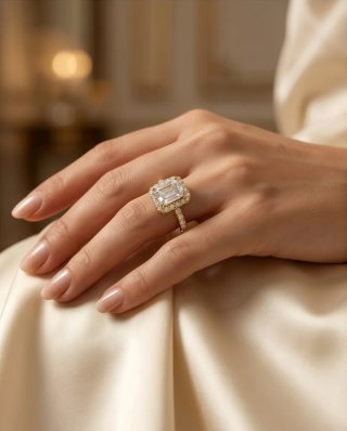 Anillo compromiso halo chapado oro 18kl
