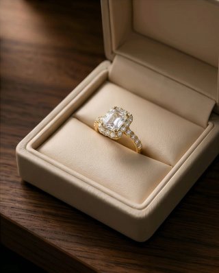 Anillo compromiso halo chapado oro 18kl