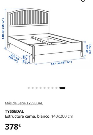 Estructura Cama Ikea TYSSEDAL Blanca 140x200
