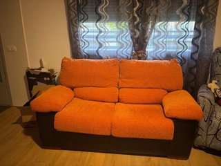Sofá cómodo 2 plazas naranja y marrón