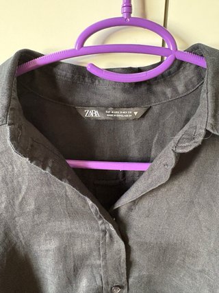 Camisa Lino Zara Negra
