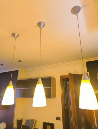 3 Lámparas Colgantes Cristal Amarillo