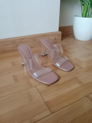 Sandalias Zara Tira Transparente Tacón Bloque