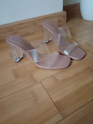 Sandalias Zara Tira Transparente Tacón Bloque