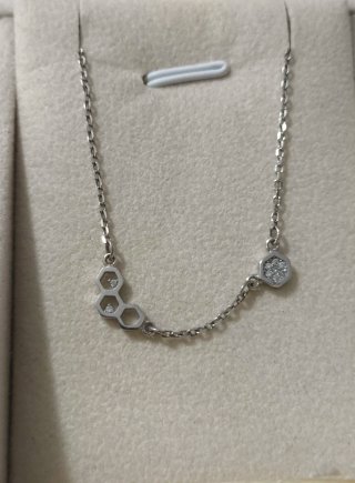 Gargantilla Plata Hexágonos y Circonitas