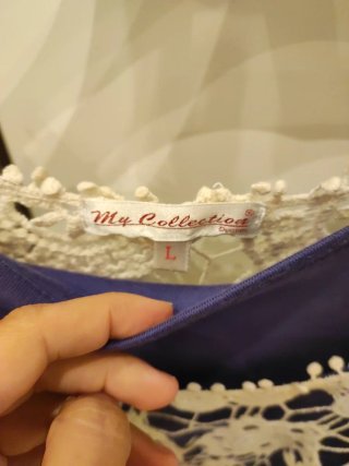 Maglia uncinetto panna e blu
