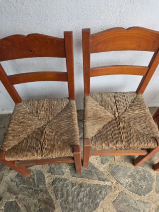 4 Cadires fusta vímet / Sillas madera mimbre