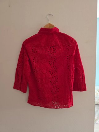 Blusa Zara Roja Bordada