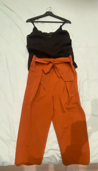 Conjunto Verano Mujer Negro y Naranja