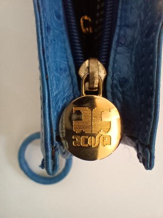 Bolso Acosta Piel Grabado Avestruz Azul
