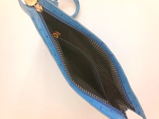 Bolso Acosta Piel Grabado Avestruz Azul