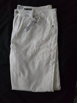 Pantalones Anchos Mujer M&S Blanco Talla 4xl 48
